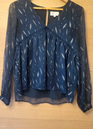 Blouse Grâce & Mila bleu nuit et argent, marque: Grace & Mila, état: Très bon état, taille: S / 36 / 8, 3,00 €, 3,85 € Protection acheteurs incluse