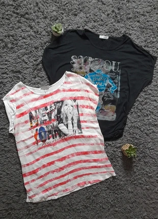 Lot T-shirts imprimé, marca: C&A, estado: Muito bom, tamanho: L / 40 / 12, €2.00, €2.80 inclui Proteção do Comprador