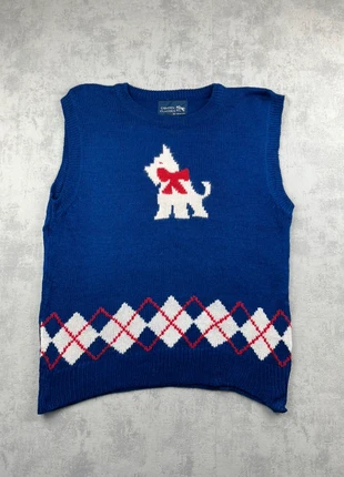 Pull sans manches / Surchemise vintage bleu foncé et blanc à motifs chien - S, marca: Vintage Dressing, estado: Muy bueno, tamaño: S / 36 / 8, 16,00 €, 17,50 € Protección al comprador incluida