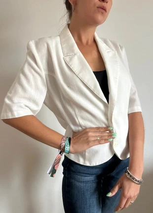 Blazer Blanc Manches Courtes - Taille 40 L / 42 XL, Style Vintage Rétro, brand: Vintage Dressing, condition: Very good, size: XL / 42 / 14, €18.00, €19.60 includes Buyer Protection Pro