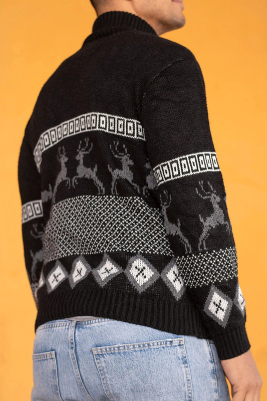 Vintage Christmas Jumper Turtle Neck in Black M  3