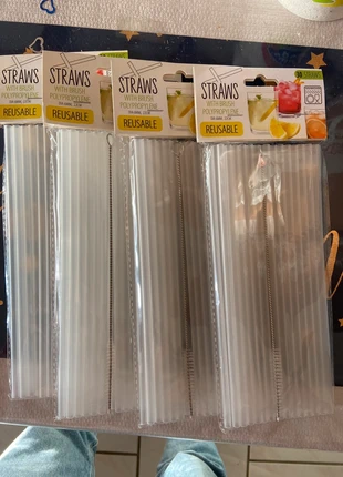 Lot de pailles réutilisables transparentes, marque: Action, état: Neuf avec étiquette, 5,00 €, 5,95 € Protection acheteurs incluse