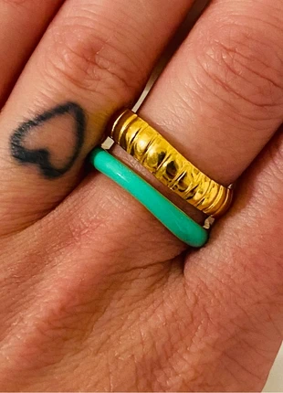 Bague ajustable doré double anneaux turquoise acier inoxydable, brand: Tendance, condizioni: Ottime, taglia: Regolabile, €8.00, €9.10 include la Protezione acquisti Pro