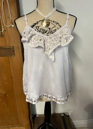 Magnifique débardeur pastel à broderie sequins bohème Ibiza, marque: Hippie Chic, état: Neuf avec étiquette, taille: L / 40 / 12, 15,00 €, 16,45 € Protection acheteurs (Pro) incluse