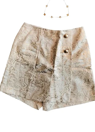 Jupe short soirée crème dorée broderie florale baroque brillantes Noël nouvel an, brand: Vintage Dressing, condition: New without tags, size: XS / 34 / 6, €14.00, €15.40 includes Buyer Protection