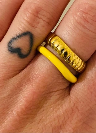 Bague ajustable double anneaux doré Martelé jaune acier inoxydable, brand: Tendance, condizioni: Ottime, taglia: Regolabile, €8.00, €9.10 include la Protezione acquisti Pro