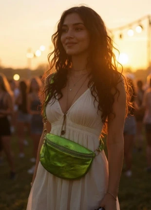 sac banane en cuir véritable Genuine Leather Made In Italy vert Brillant, brand: Made In Italy, condition: New without tags, €25.00, €26.95 includes Buyer Protection