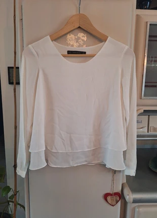 Blouse ample en voile blanc Zara - taille XS, brand: Zara, condition: Very good, size: XS / 34 / 6, €4.00, €4.90 includes Buyer Protection