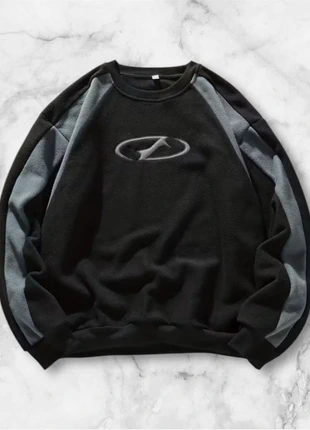 Sweat polaire noir gris logo vintage streetwear unisexe taille M oversize pull chaud, marque: y2k, état: Très bon état, taille: M, 40,00 €, 42,70 € Protection acheteurs (Pro) incluse