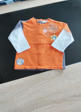 T-shirt garçon 12 mois kitchoun manches longues orange et marron, brand: Kitchoun, condition: Very good, size: 12-18 months / 80 cm, €1.00, €1.75 includes Buyer Protection