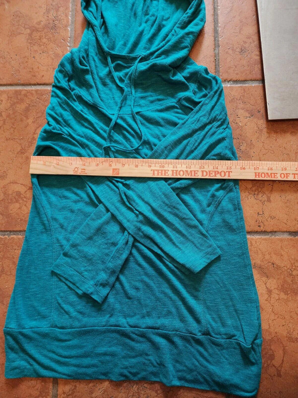 Neon Soul 3/4 Sleeve Hooded Cowl Neck Shirt Teal Size Large 3