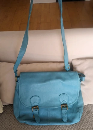 Sac porté épaule cuir turquoise, merk: CUIR, staat: Heel goed, € 45,00, € 47,95 inclusief Kopersbescherming