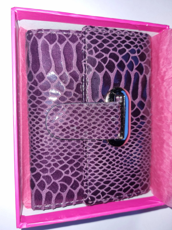 Purple rectangular mock croc purse