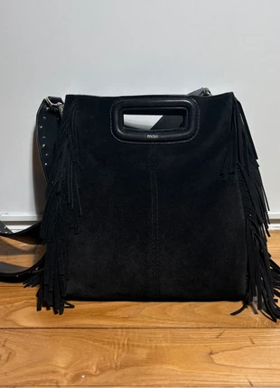 Sac à Main Maje Modèle M Suède a Franges en Daim Noir Bandoulière en Cuir Noir, brand: Maje, condition: Good, €89.00, €94.15 includes Buyer Protection
