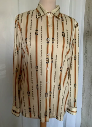 Chemise /chemisier vintage beige à motifs marrons taille :42, brand: Vintage Dressing, condition: Good, size: XL / 42 / 14, €12.00, €13.30 includes Buyer Protection