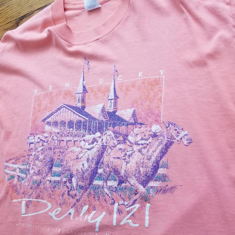 Vintage Fruit of the Loom Made in USA 1993 Kentucky Derby Pink Tee 5