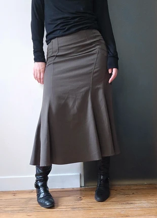 Midi length khaki green flared vintage skirt, marque: Vintage Dressing, état: Très bon état, taille: M / 38 / 10, 6,00 €, 7,00 € Protection acheteurs incluse