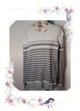 Pull fin col V blanc à rayures gris owk homme taille L, marke: OWK, zustand: Sehr gut, größe: L, 5,00 €, 5,95 € inklusive Vinted-Käuferschutz