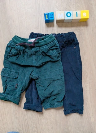 Lot 2 pantalons velours 12 mois, brand: Du Pareil au Même, condizioni: Ottime, taglia: 9-12 mesi / 74 cm, €4.00, €4.90 include la Protezione acquisti
