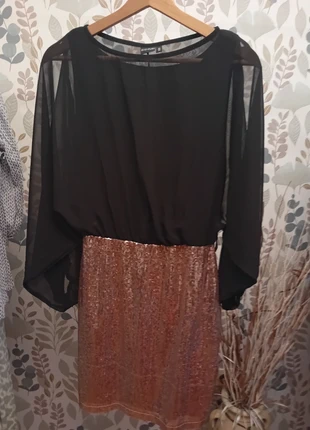 Robe noir et sequins doré rose, marca: Bodyflirt, estado: Muito bom, tamanho: XXS / 32 / 4, €6.00, €7.00 inclui Proteção do Comprador