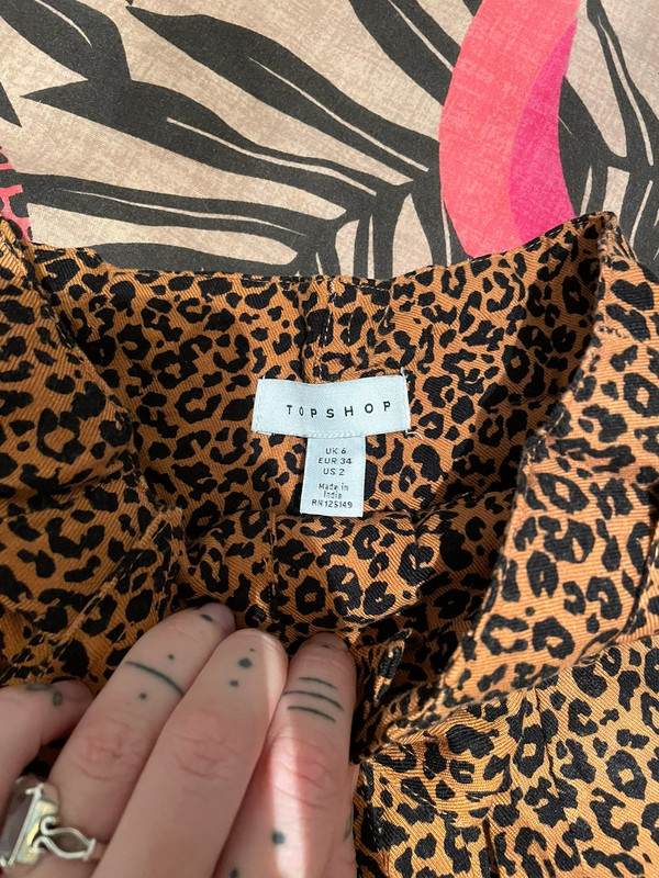 Topshop Leopard Animal Print Paperbag High Waisted Belted Shorts