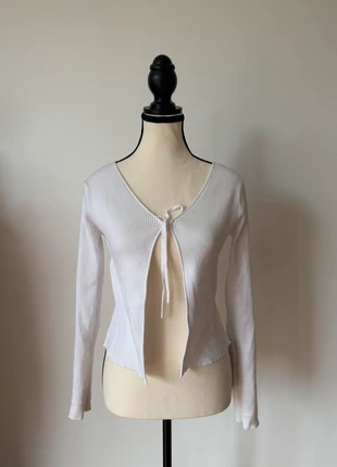 Gilet blanc côtelé Subdued à nouer – style Y2K minimal, brand: Subdued, condition: New without tags, size: S / 36 / 8, €13.00, €14.35 includes Buyer Protection