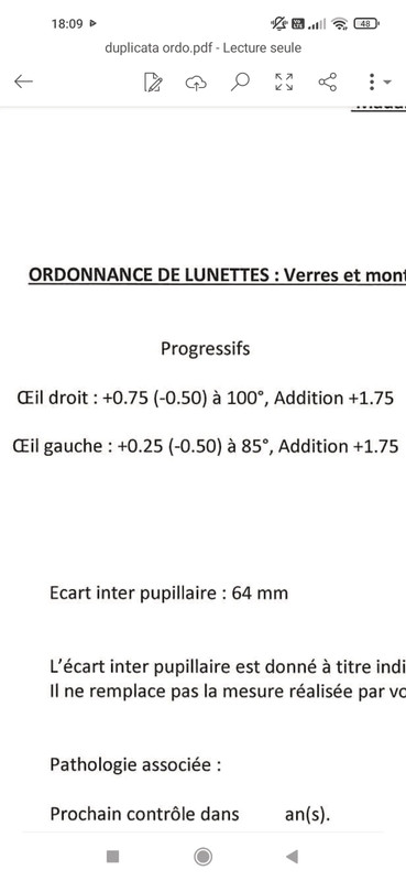 Lunettes de vue verres progressifs