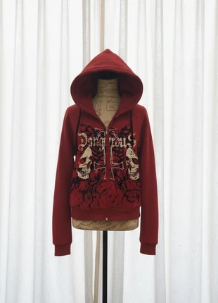 hoodie zippé rouge gothique/Emo style Y2K - taille L, brand: y2k, condition: New without tags, size: L / 40 / 12, €55.00, €58.45 includes Buyer Protection