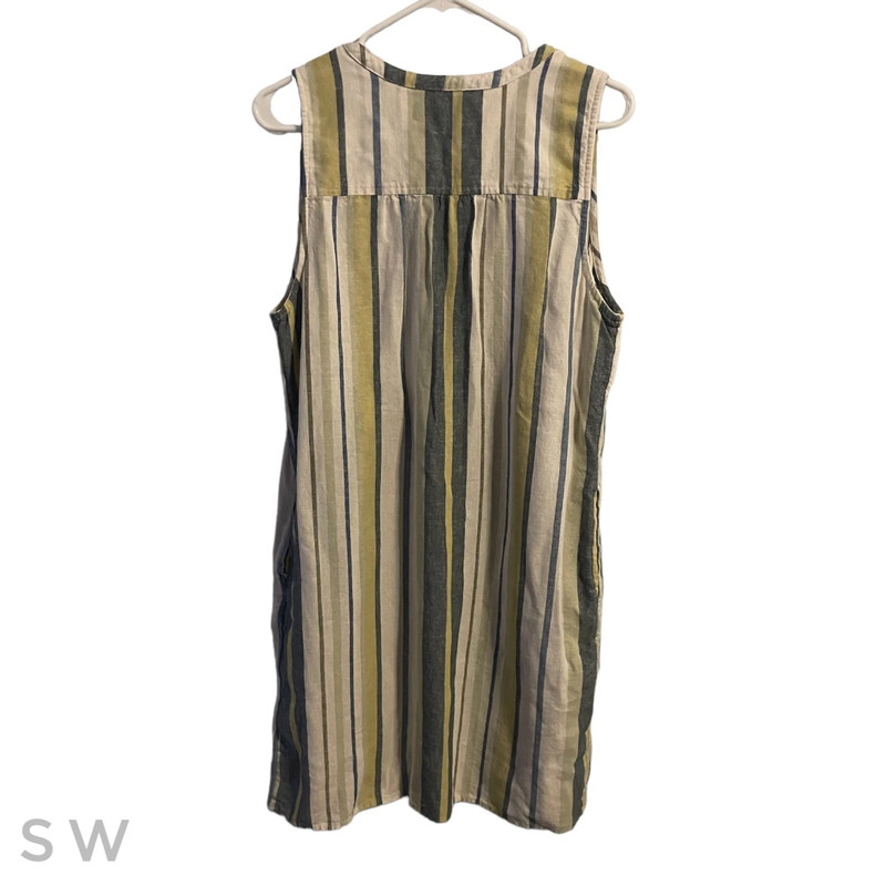 Sonoma Women’s V Neck Sleeveless Linen Striped Dress with Pockets 3