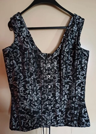 Vintage-Style Black Brocade Corset Top, marca: Vintage, estado: Muito bom, tamanho: M / 38 / 10, €25.00, €26.95 inclui Proteção do Comprador