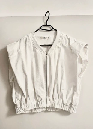Veste courte blanche sans manche avec épaulettes vintage, brand: MOCHY, condition: Very good, size: S / 36 / 8, €10.00, €11.20 includes Buyer Protection