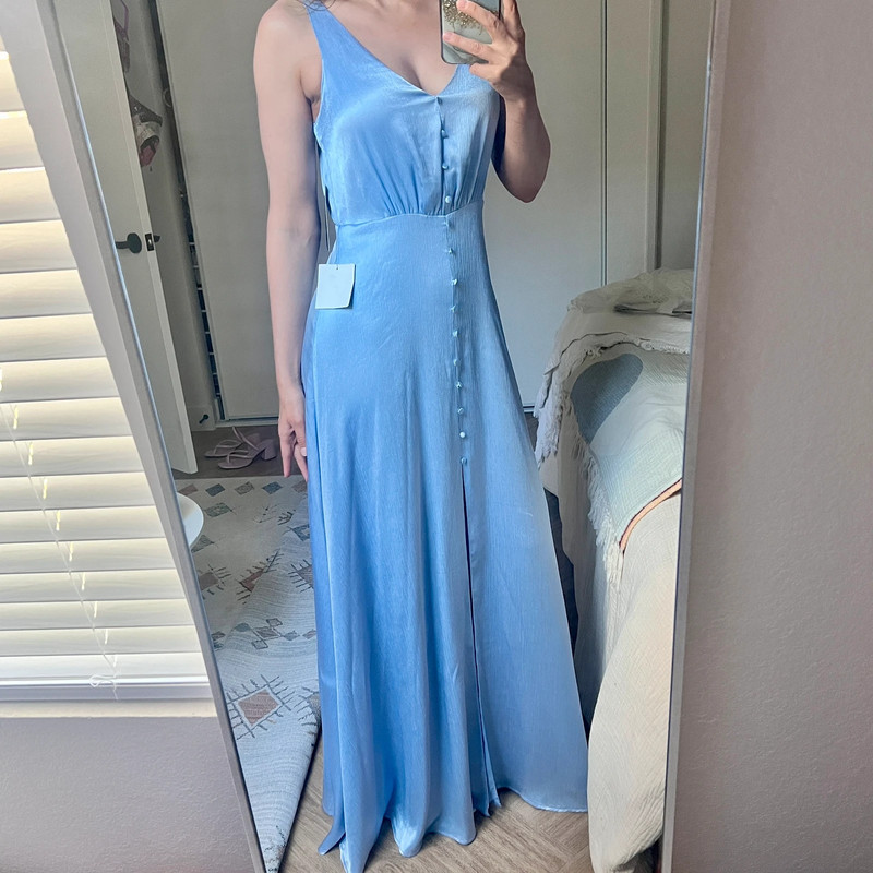 Lulus Powder Blue Dusk Satin Maxi Dress S 3