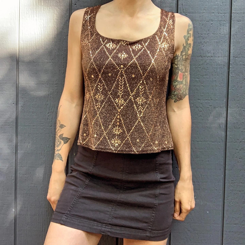 Vintage Onyx Nite copper sparkle sleeveless top 5