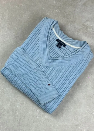 Pull sweat col V torsadé Tommy Hilfiger bleu ciel taille M femme, brand: Tommy Hilfiger, condition: Very good, size: M / 38 / 10, €9.00, €10.15 includes Buyer Protection Pro