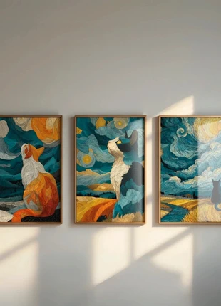 Serie 3 Stampe Poster Gatto nel mondo di Van Gogh – 28,7 × 20 cm Senza Cornici, marque: Van Gogh, état: Neuf sans étiquette, 18,95 €, 20,60 € Protection acheteurs (Pro) incluse