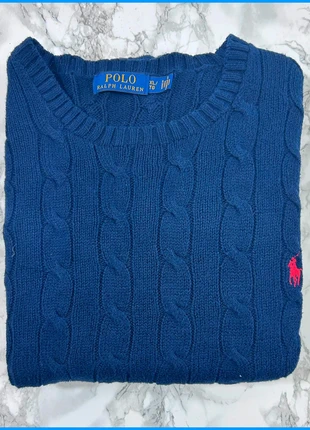 Sweat/Pull Cable Knit ,Torsadé Ralph Lauren Bleu marine / Logo brodé Rouge / Taille XL Homme, marca: Ralph Lauren, estado: Muy bueno, tamaño: XL, 60,00 €, 63,70 € Protección al comprador incluida