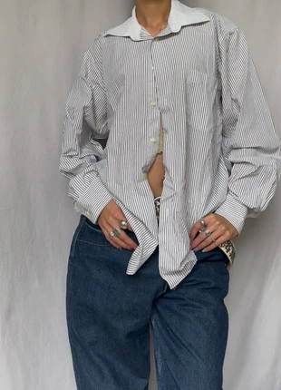 Vintage Grey & White Striped Long Sleeve Collar Top (#686), marca: LIV, estado: Muy bueno, tamaño: L / 40 / 12, 22,00 €, 23,80 € Protección al comprador Pro incluida