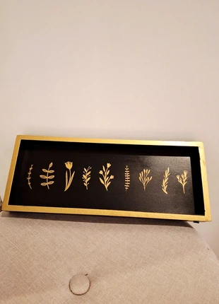 Black and Gold floral design wooden display tray, brand: NO LABEL, condition: New without tags, £7.00, £8.05 includes Buyer Protection