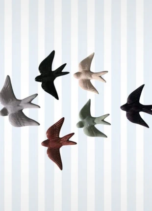 Lote 6 andorinhas, sortido cores, cerâmica, para pendurar na parede, marca: Ceramic, estado: Novo sem etiquetas, €35.90, €38.40 inclui Proteção do Comprador