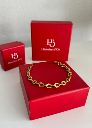 bracelet doré maille graine de café maillon vintage tendance or fin acier inoxydable, marque: histoire d'or, état: Très bon état, 18,00 €, 19,60 € Protection acheteurs (Pro) incluse