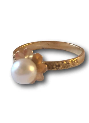 Rare et unique Bague or et véritable perle de culture ! doré or jaune gold ring fleur, brand: Vintage, condition: Good, size: 16.9 mm Ø, €195.00, €205.45 includes Buyer Protection