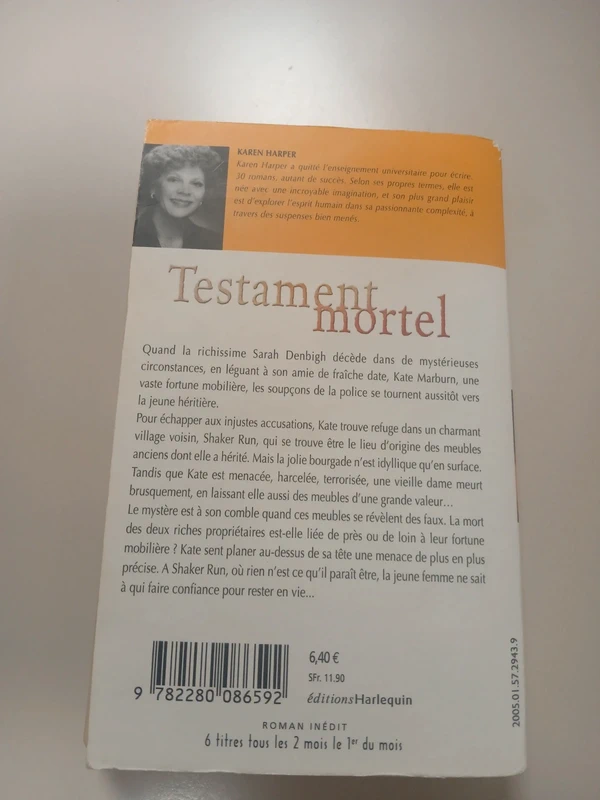 Testament mortel Karen Harper Best-sellers Harlequin - photo numéro 2