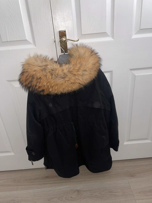 Fluffy black coat with 2025 hood