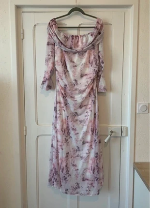 Robe à épaules dénudées style romantique blanc/rose femme - Taille 3XL Shein Curve, marque: Shein Curve, état: Très bon état, taille: XXXL / 46 / 18, 13,00 €, 14,35 € Protection acheteurs incluse