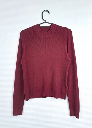Pull court côtelé bordeaux col rond - H&M – Femme taille L, brand: H&M, condition: Very good, size: L / 40 / 12, €8.00, €9.10 includes Buyer Protection