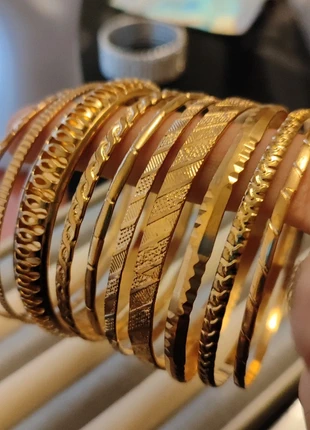 Ultimate Set of 10 Gold Textured Bangles | Traditional Indian/Arabic Style Stack | Maximalist Chic, brand: Oliver Bonas, condition: Very good, £11.20, £12.46 includes Buyer Protection