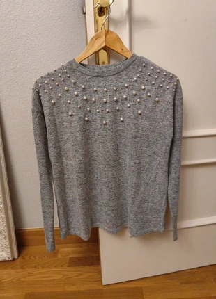 Jersey gris con perlas de Kiabi, marque: Kiabi, état: Très bon état, taille: M / 38 / 10, 3,25 €, 4,11 € Protection acheteurs incluse