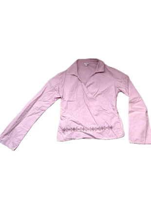 flared sleeve pink embroidered wrap around blouse, merk: Zara, staat: Nieuw zonder prijskaartje, maat: XS / 34 / 6, € 14,00, € 15,40 inclusief Kopersbescherming