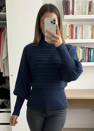 Pull Col Roulé Bleu Marine manche bouffante style torsadé elegant Taille S, marke: Étoffele, zustand: Sehr gut, größe: S / 36 / 8, 42,90 €, 45,75 € inklusive Vinted-Käuferschutz