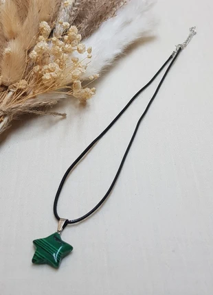 Collier femme cordon noir pierre malachite étoile - C24, brand: Malachite, condition: New without tags, €4.90, €5.85 includes Buyer Protection